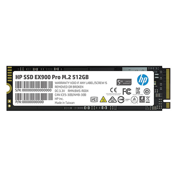 HP EX900 Pro NVMe M.2 SSD 512 GB PCIe Gen 3.0 2280 3D NAND Internal SSD Up to 2240 MB/s for Laptop/Desktop PC - 9XL76AA#ACJ